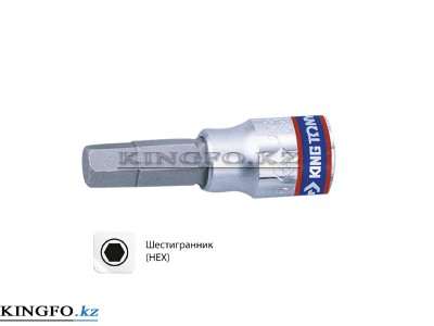 KING TONY Насадка (бита) торцевая 1/4",HEX, 3 мм. L= 37 мм.