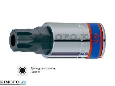 KING TONY Насадка (бита) торцевая 1/2", SPLINE, M 16. L = 66 мм.