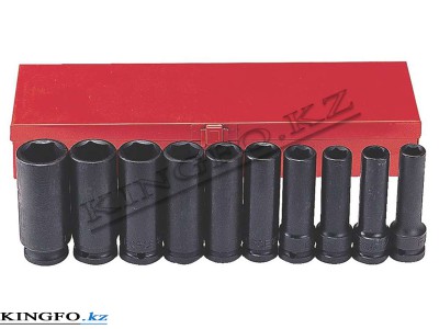 FORCE Комплект удлиненных ударных торцевых головок 1/2", 6-гр, 11-24 мм, 10 пр