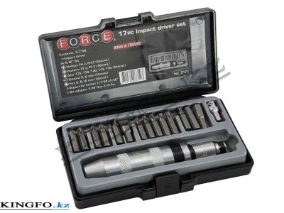 FORCE Отвертка ударно-поворотная с принадлежностями 1/2", 17 пр.