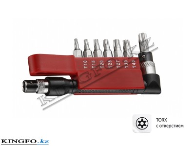 FORCE Набор вставок (бит) TORX с отверстием, 8 предмета