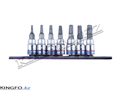 KING TONY Набор торцевых насадок 1/4", TORX, Т10-Т40 мм, 7 пр.