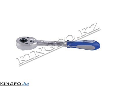 KING TONY Трещотка 3/8", 200 мм, 32 зубца, флажковая с кнопкой, фиксатор.