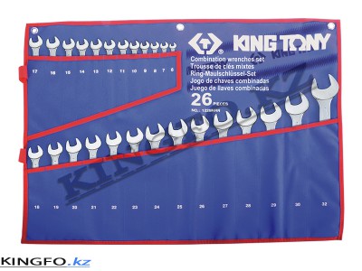 KING TONY Набор комбинированных ключей 6-32 мм 26 пр. KING TONY 1226MRN KING TONY Набор комбинированных ключей 6-32 мм 26 пр. KING TONY 1226MRN
