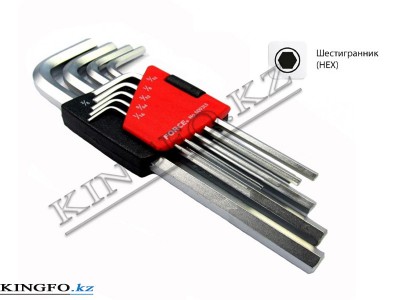 FORCE Набор Г-образных дюймовых шестигранников 1/6"-3/8", 9 пр.