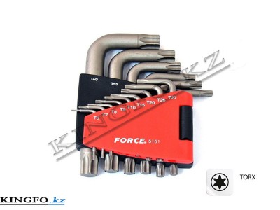 FORCE Набор Г-образных ключей TORX, T6-T60, 15 пр.