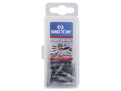 KING TONY 102502Z-S1 Набор бит POZIDRIV PZ2 25 пр.