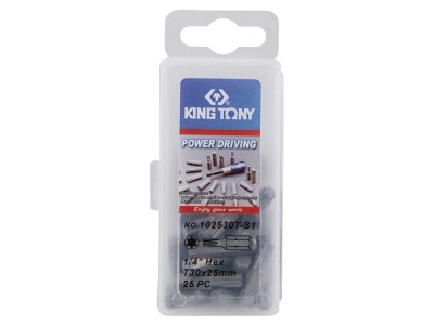 KING TONY 102530T-S1 Набор бит TORX T30 25 пр.