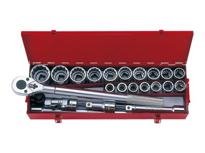 KING TONY 6023SR Набор торцевых головок дюймовых с принадлежностями 3/4",  23 пр.